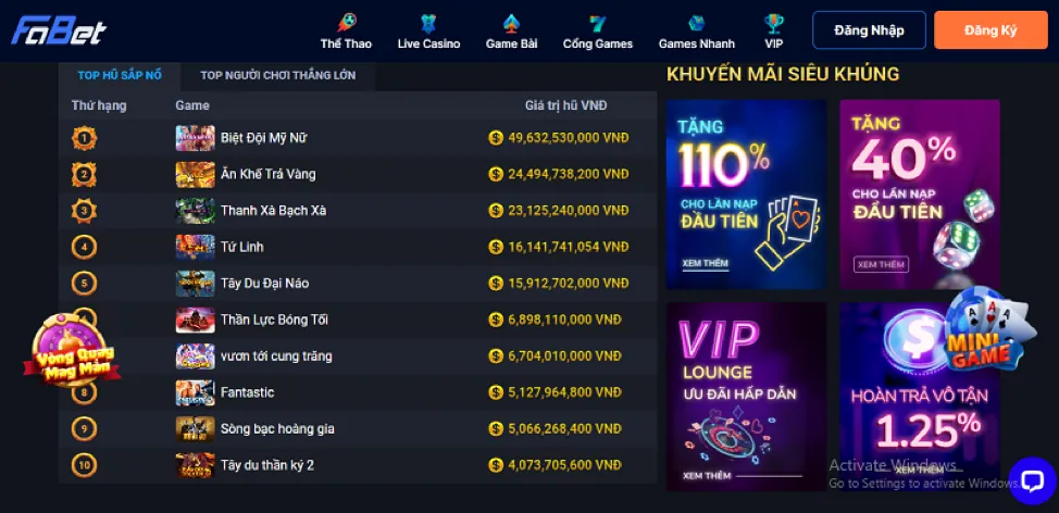 Hoàn trả cược slot 8kbey